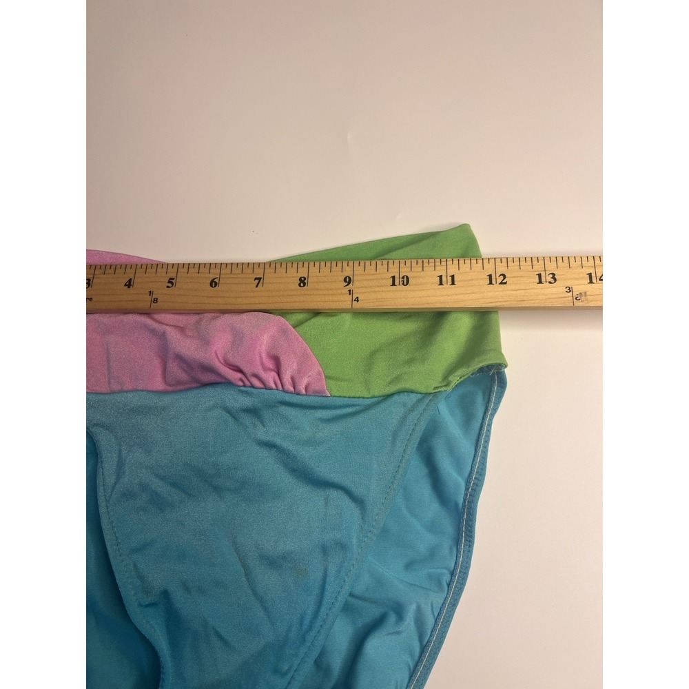 Vtg 80s Cole of California Bikini Women 12 Crossover Bandeau Colorblock Retro - Picture 9 of 10